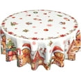 thumbnail image 2 of Christmas Gingerbread Man Tablecloth Washable Round Table Cover for Kitchen Dining Decoration 60 Inch, 2 of 5