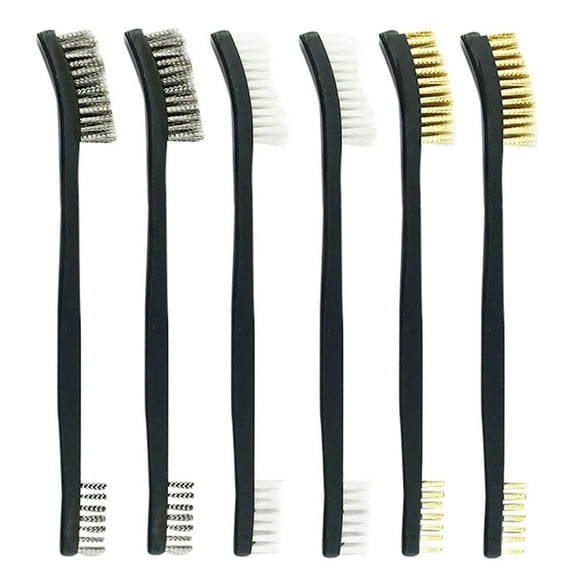 SATRINO 6 Packs Double-Ended Gun Cleaning Brushes 7 Inch Nylon Brass All Purpose Cleaning Brush with Plastic Handle (Multicolor)