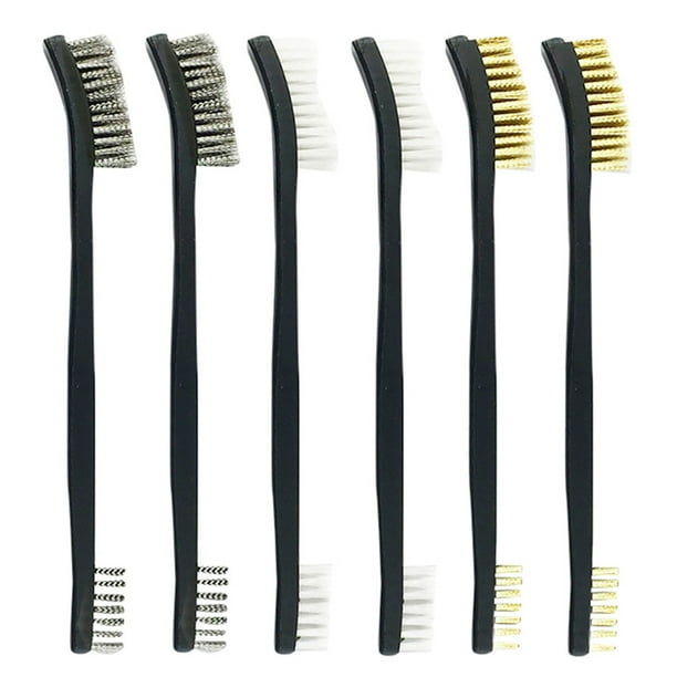 Juego de cepillos para limpieza de tubos | Cepillos de latón y alambre de doble extremo | 6 Piezas | Alambre de acero y nylon | Herramientas de limpieza de pulido y esmerilado | 17cm de largo