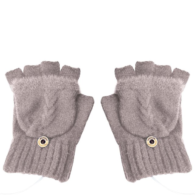 Gants pour Femmes Mitaines Hiver Usb Chauds Gants Chauffants Randonnée Conduite Course Cœur de Main Réversibles Usb Chauffants, Accessoires pour Femmes Mitaines