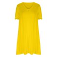 thumbnail image 3 of QLEICOM Women's 2023 Summer Casual Beach Dresses V Neck Short Sleeve Party Club Mini T Shirt Dress Sun Dress Yellow S, US Size: 4, 3 of 6