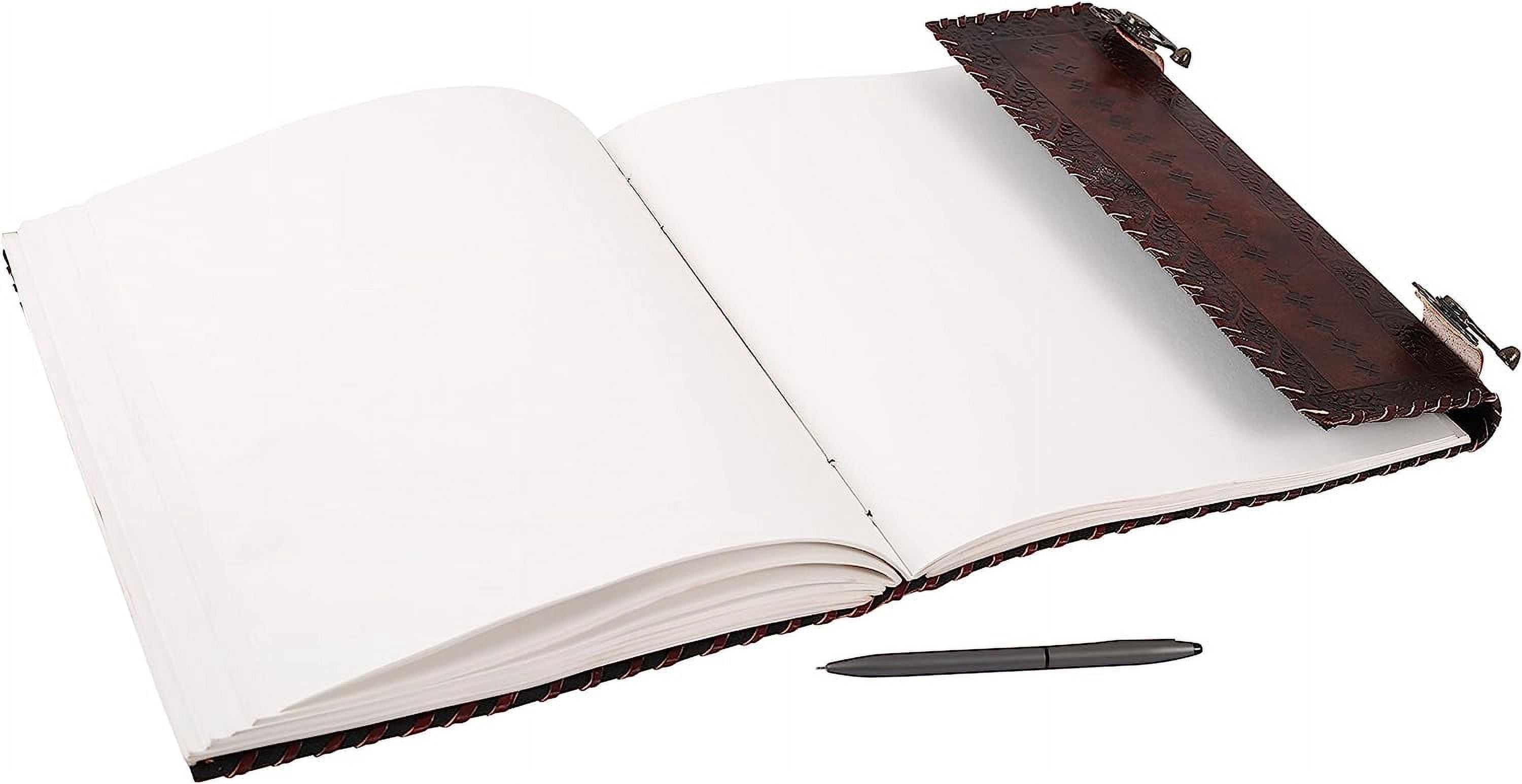 OVERDOSE Rose Chakra with 4 Stone Vintage Leather Journal - Handmade Antique Journal For Students & Office For Men Women Diary Leather Sketchbook Drawing - Size 10 X 13 Inches | 25 X 33 cm