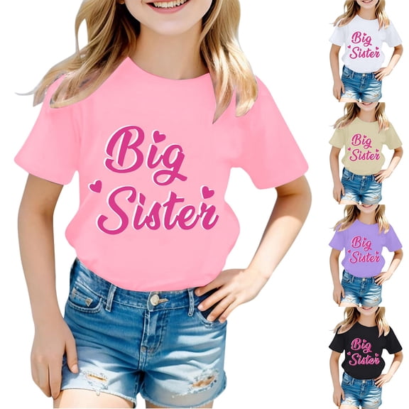 ibiyuan Big Sister Little Sister Matching Outfit Promoted To Big Sis Girls Tshirts Baby Announcement Sign Girl Short Sleeve Toddler Girl Shirts 5t Big Sister Gift Tees Girl Tops Size 12
