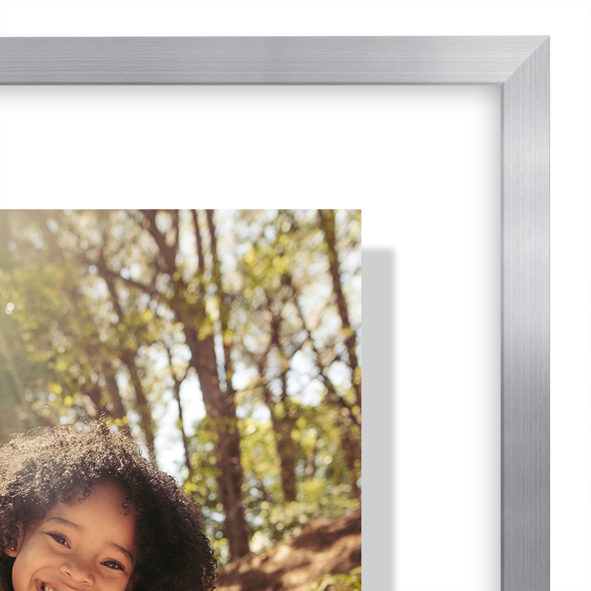 Americanflat 8x10 Picture Frame with Shatter-Resistant Glass Aluminum Floating Display Photo Float - Silver