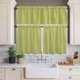 thumbnail image 4 of 3 Piece Kitchen Curtains and Valances Set Vintage Fruit Green Cafe Curtains 36 Inch Length Farmhouse Retro Solid Color Linen Texture Valance & Tier Curtain for Living Room Bedroom 54"x18"+27"x36"*2, 4 of 6