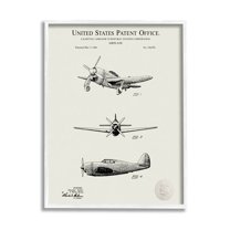 Stupell Industries US Patent Airplane Diagram Graphic Art White Framed Art Print Wall Art, Design by Karl Hronek