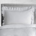 thumbnail image 2 of CCNY 1000 TC 100% Egyptian Cotton Duvet Cover with 2 Matching Pillowcases Oversized Queen Size Trimmed Ruffle Pattern, Zipper Closure, Corner Ties (Light Grey), 2 of 7