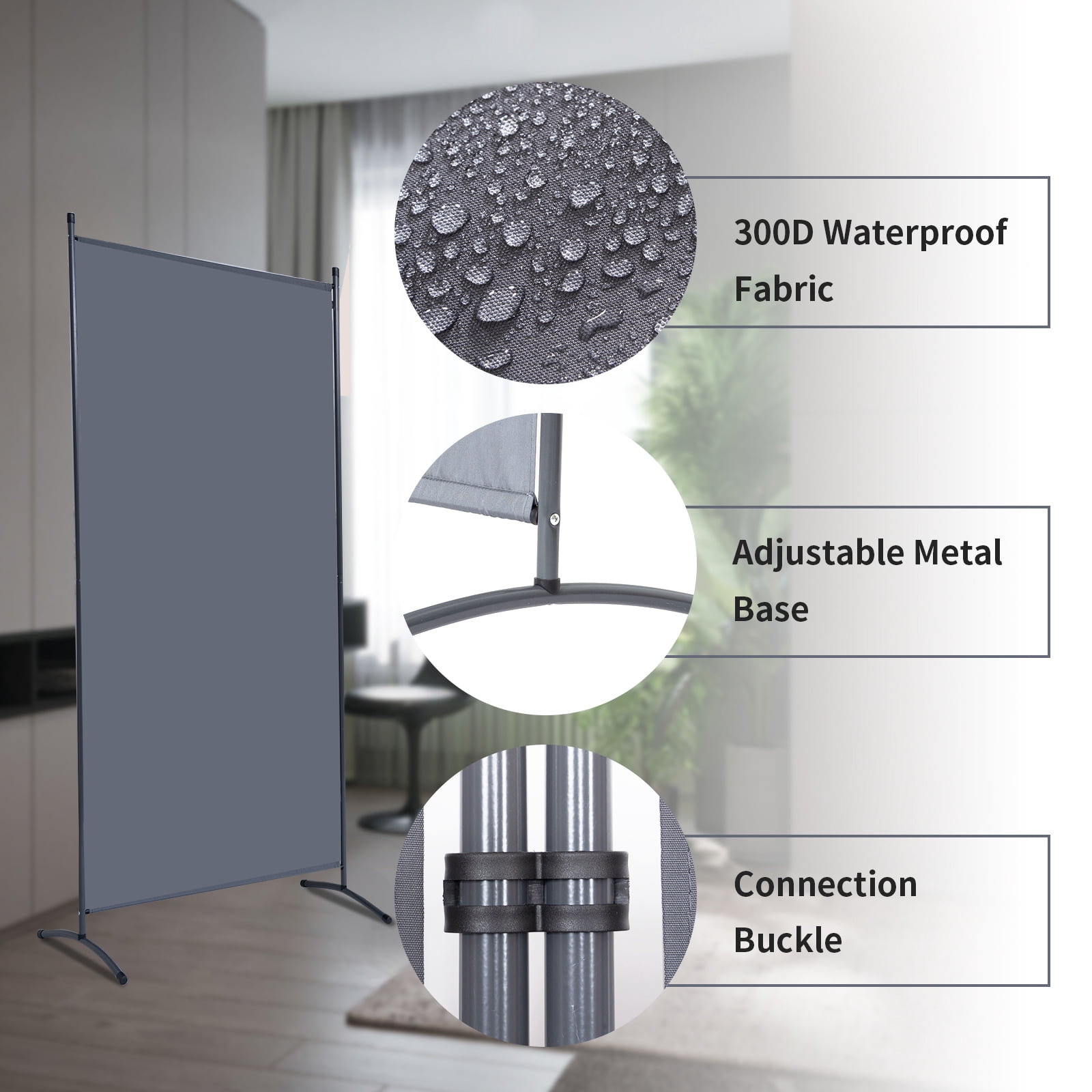 YASRKML Room Divider & Folding Privacy Screen, Gray, 136" x 71.3", 4 Count