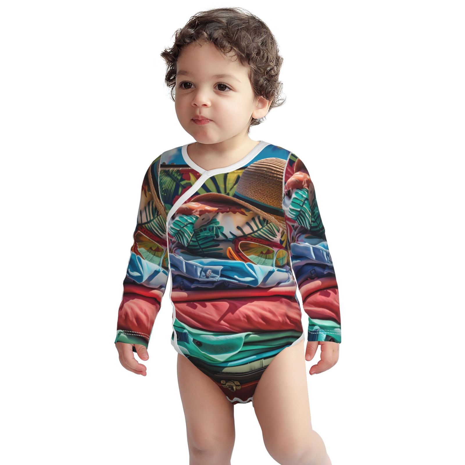 Xecao Tropical Vacation Essentials Print Baby unisex-baby Cotton Long-sleeve Bodysuits-3 Months