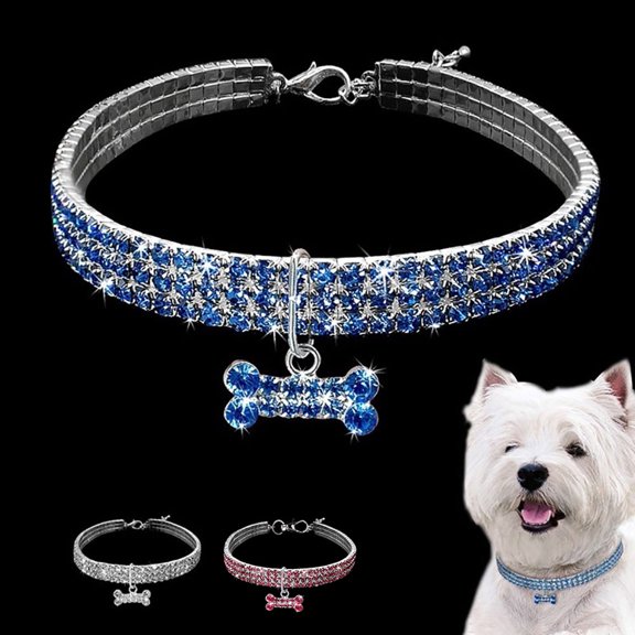 Sarkoyar Pet Dog Collar Shiny Compact Alloy Multi Rows Rhinestones Pet Dog Collar for Dog Decoration