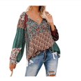 thumbnail image 1 of Blouse Tunique Ample à Manches Longues Col en V Floral Boho pour Femmes, 1 of 4