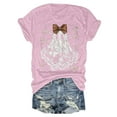 thumbnail image 6 of felwors Halloween women's shirt 2025 cute ghost cotton shirt autumn pumpkin T-shirt round neck pattern T-shirt casual short sleeved top Pink, XXXL, 6 of 6