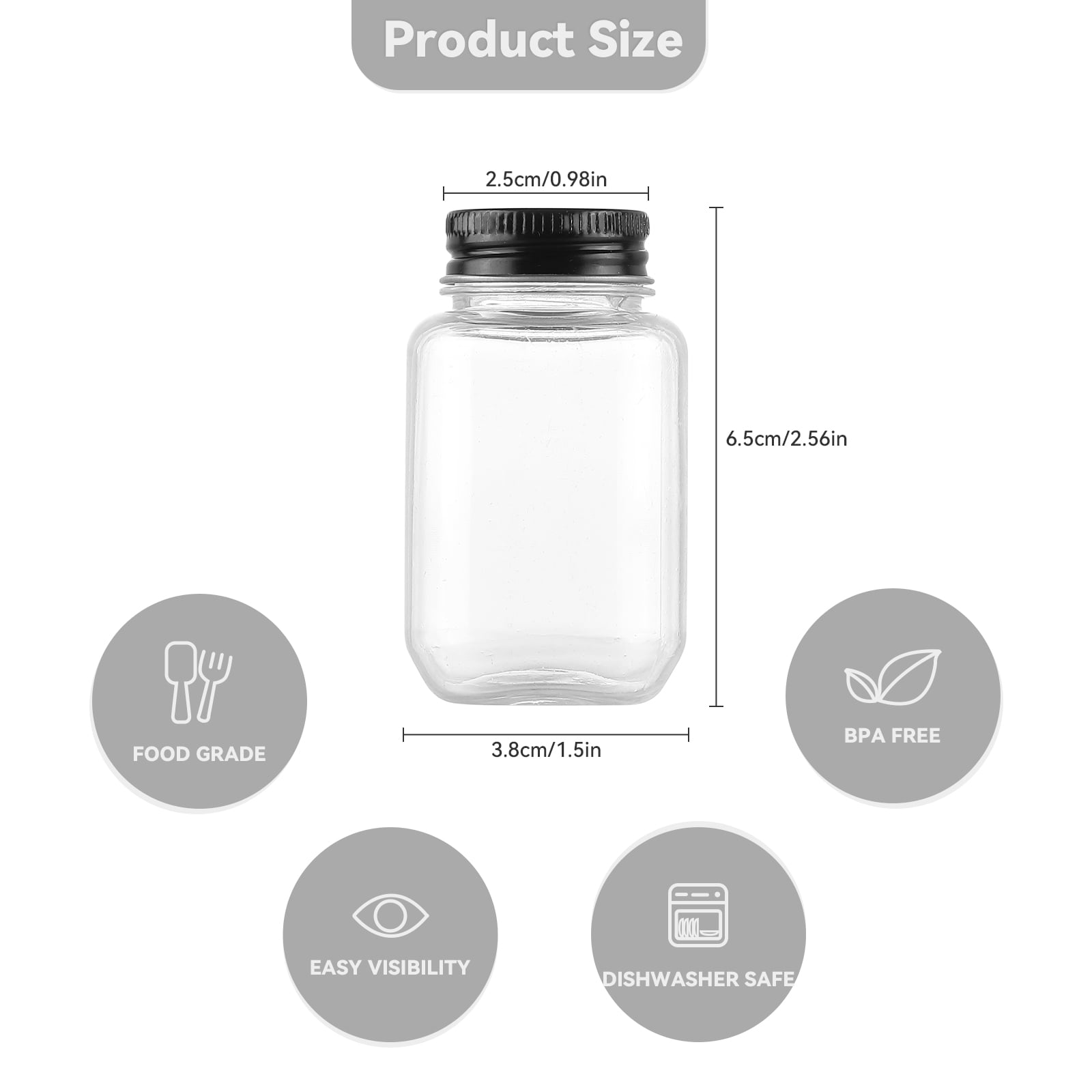 Novelinks 60 Pack 2 oz Plastic Storage Jars Clear Cosmetic Container with Lids Empty Sample Leak Proof Pot Jars for Travel Storage,Lotion,Cream,Jewelry,Eye Shadow,Painting,DIY Crafts,Black