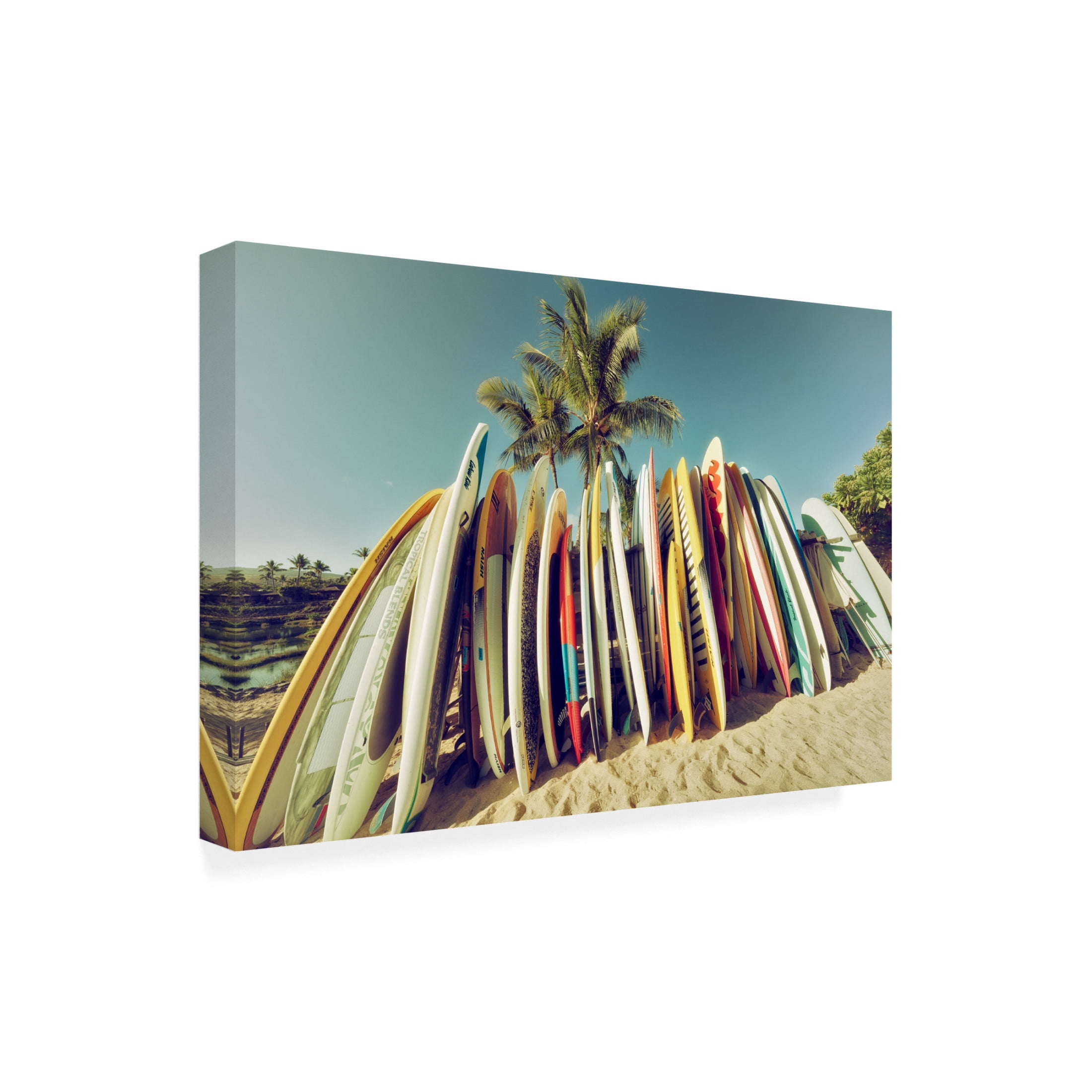 Canvas Wall Art - Dennis Frates 'Stack Of Surfboards' Wall Art for Living Room, Bedroom, or Office Décor by Trademark Fine Art - 19 x 12 Inches