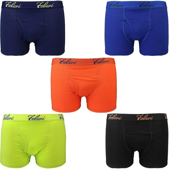 Falari 5-Pack Boy's Boxer Brief Underwear Cotton Comfortsoft Large Assorted