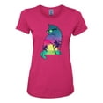 thumbnail image 3 of Neon Beach Sunset Cat California Vibes | Womens Animal Lover Graphic T-Shirt, Fuschia, X-Large, 3 of 4