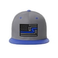 thumbnail image 2 of USA Redesign Flag Thin Blue Red Line Support American Servicemen Snapback Hat (Thin Blue Line, Grey Royal Cap), 2 of 4