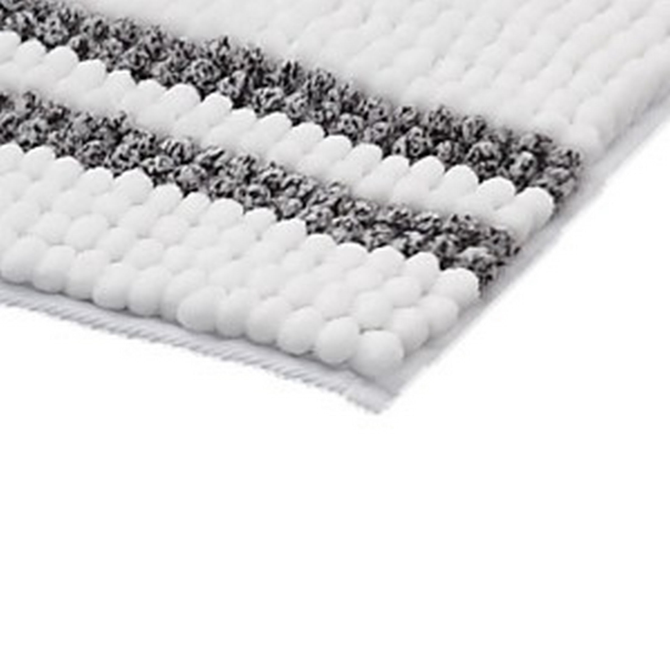 VCNY Home Hotel White/Charcoal Striped Polyester Bath Rug, 24" x 60"