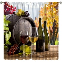 Wine Kitchen Curtains Wooden Background with Grape and red Wine Pattern Print Curtains Living Room Bedroom Blackout Curtains 42x63 inches 2 Panels