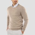 thumbnail image 2 of JTieacloth Men's Pullover Sweaters Male Autumn And Winter Smooth Comfortable Lightweight Drapey Soft Skin Friendly Textured Slim Fitting Round Neck Long Sleeved Sweater(Beige), 2 of 5