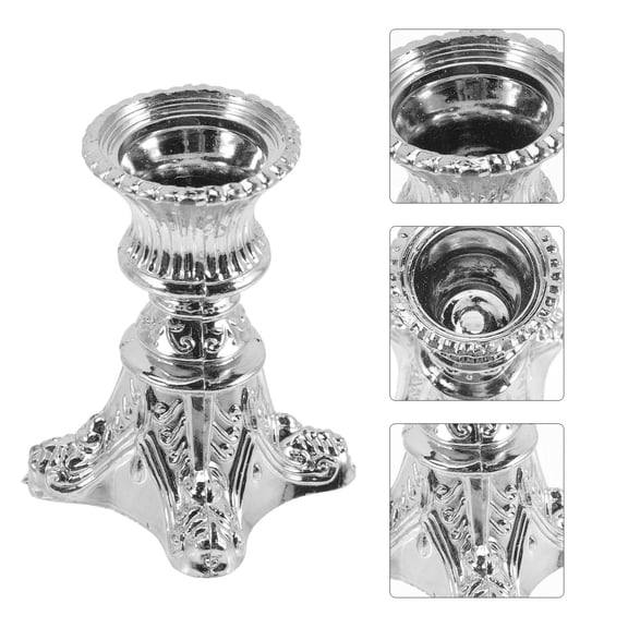 Raindrops Vintage Silver Plastic Candle Holders for Table Decor Perfect for Garden Party Decorations and Romantic Occasions 12 Pieces