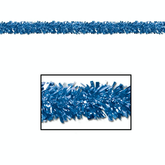 Beistle Pack of 12 Festive Metallic Blue Foil Tinsel 6-Ply Christmas Garlands 15' - Unlit
