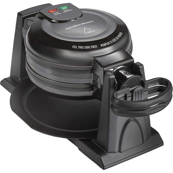 26201 Belgian Waffle Maker with Removable Nonstick Plates, Double Flip, Makes 2 at Once, Black