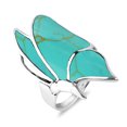 thumbnail image 2 of Flying Monarch Butterfly Green Turquoise Inlay Stone Sterling Silver Ring-8, 2 of 4