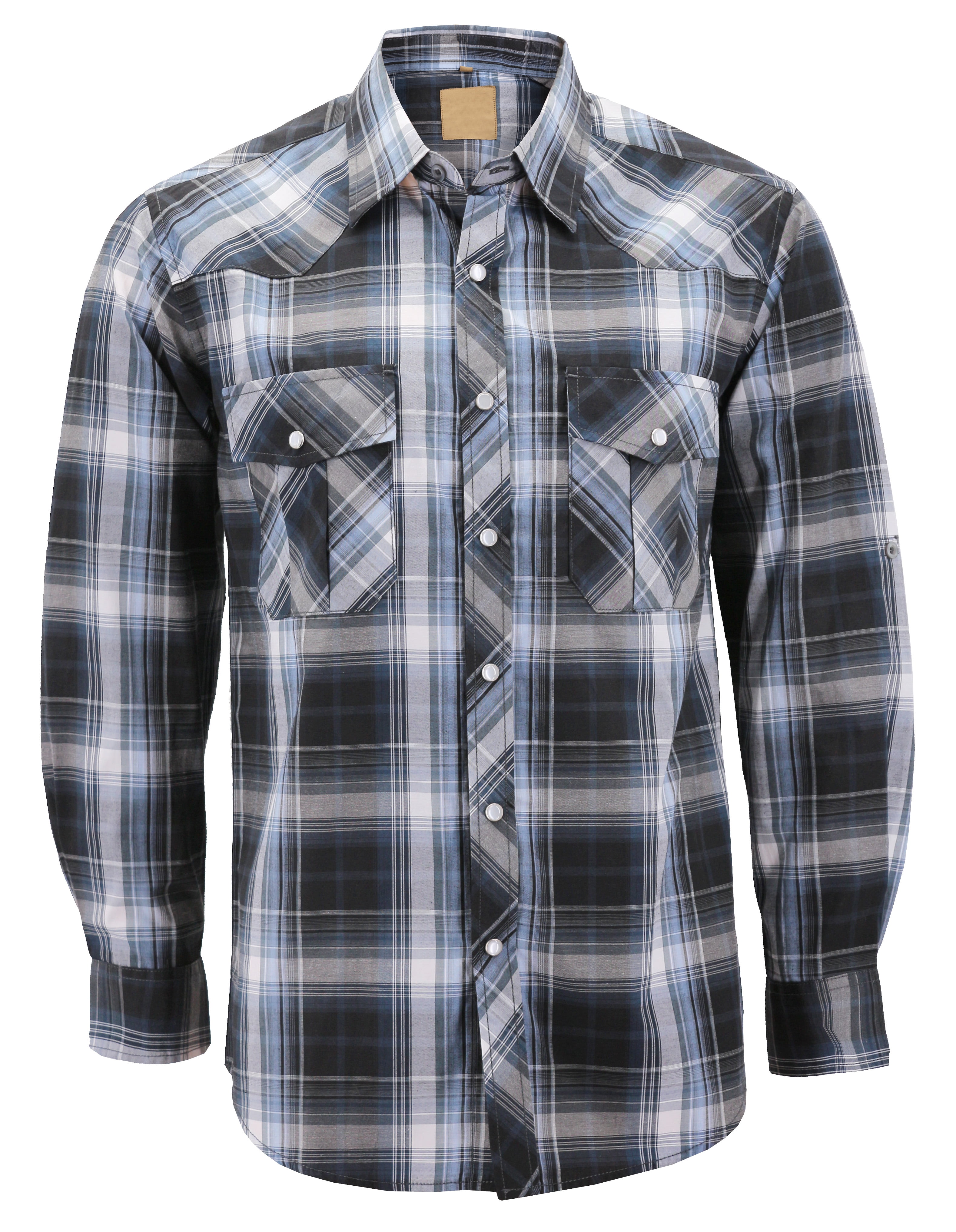 VKWEAR Men’s Western Pearl Snap Button Down Casual Long Sleeve Plaid