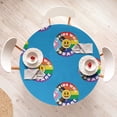 thumbnail image 4 of Ambesonne Emoji Pride Fitted Round Tablecloth, Loving Who You Are Art, 45"- 56" Diameter, Sky Blue and Multicolor, 4 of 5