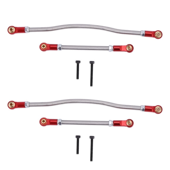 4Pcs Adjustable Steering Link Rod Metal Rod End for 1/10 RC Crawler Car Capra 1.9 UTB AXI03004 Parts,Red