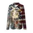 thumbnail image 4 of vigerkar Women's Cotton and Linen Independence Day American Flag Floral Print Shirt (Dark Blue, 3XL), 4 of 4
