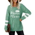thumbnail image 3 of SWQZVT Women T Shirt Casual Trendy Tunic Tops Loose Fit Long Sleeve Shirts for Women Crew Neck Cotton Shirt Green Blouses, 3 of 4