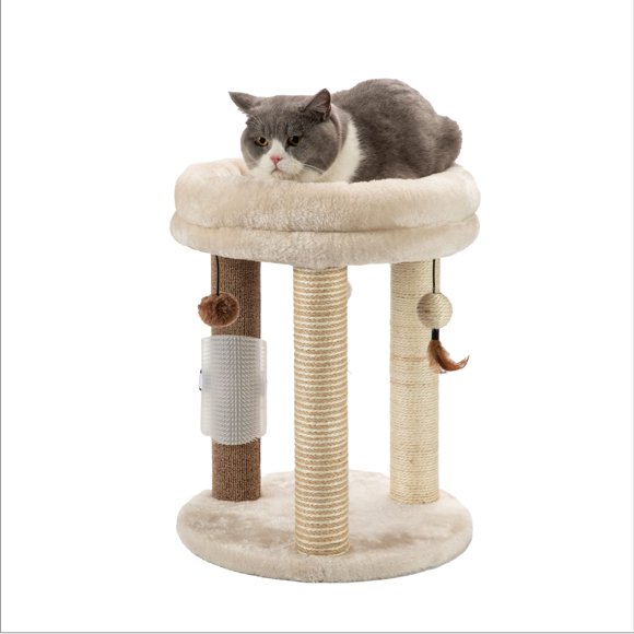 Cat Tree MECOOL 4 en 1 con rascador, cama, juguetes y cepillo