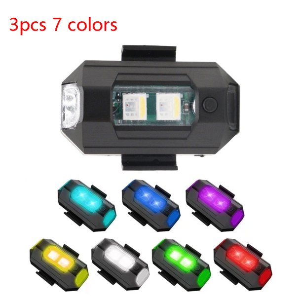 3/4/7 Colores Recargables Intermitentes Luces De Motocicleta Bicicletas Modificadas drones Avión Vuelo Nocturna Modelo De control Remoto Advertencia Del Coche huangjie unisex