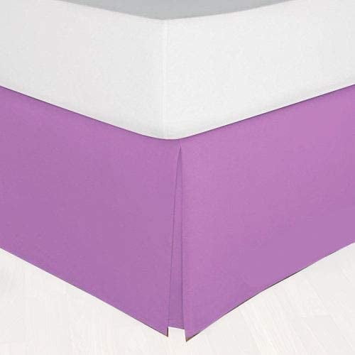 14-Inch Drop Queen Size 60" x 80" Lavender Solid Bed Skirt Split Corner Pleated Style Easy Fit Easy Care 100% Egyptian Cotton 300 Thread Count