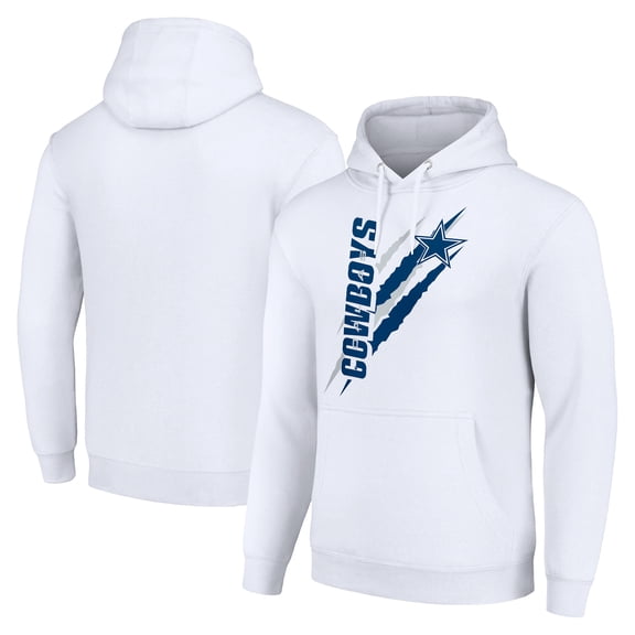 Unisex Starter White Dallas Cowboys Color Scratch Fleece Pullover Hoodie