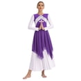 thumbnail image 2 of Kaerm Womens Liturgical Praise Dance Dress Metallic Shiny Cross Church Robe Praisewear Worship Dance Dress Purple XL, 2 of 7