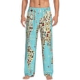 thumbnail image 2 of Goofa World Travel Line Icons Map Printed Soft Pajama Pants for Men, Wide Leg Comfy Casual Lounge Yoga Pants-Small, 2 of 9