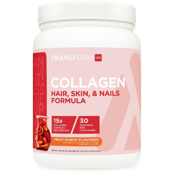 TransformHQ Beauty Collagen (30 Servings) Fruit Punch - Hair, Skin, & Nails Formula