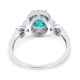 thumbnail image 3 of Halo Oval Ring Paraiba Tourmaline CZ 925 Sterling Silver Size 5, 3 of 6