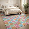 thumbnail image 3 of ODIKA Pink Funky Squares Featuring Scattered Tiny Abstract Orange Foldable Easy Care for King Size Bedroom, Master Suite, Under Bed, 3 of 7