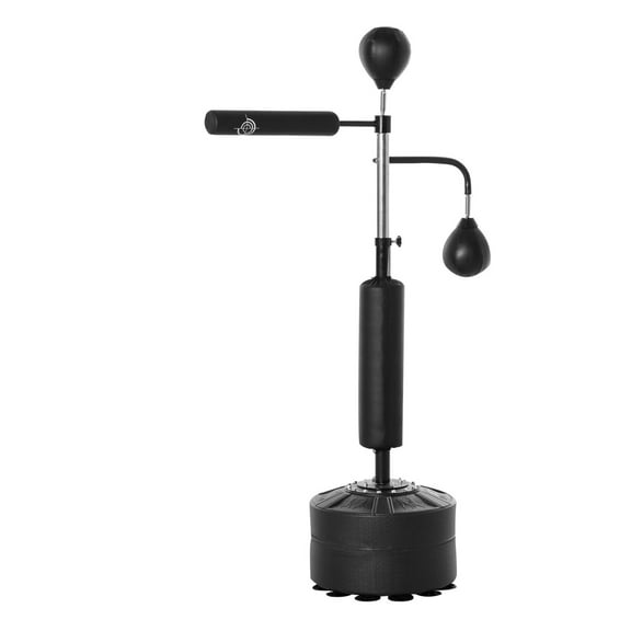 Heavy Duty Punching Bag with Stand - Boxing Set for Adults & Teens - Adjustable Height - 4-in-1 Fitness Equipment - Black PU