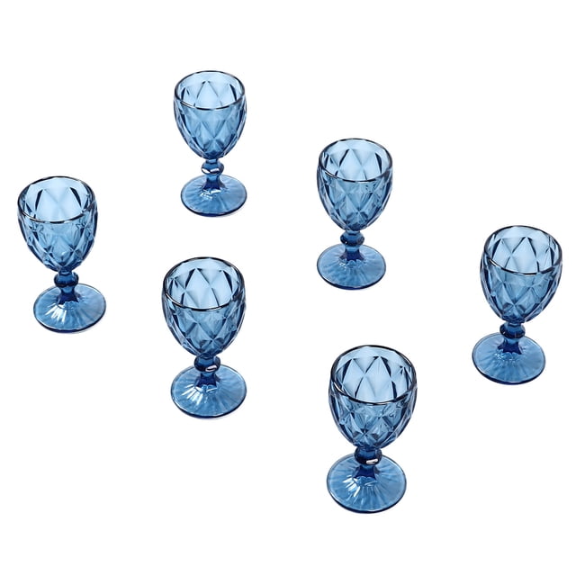 Wine Glass Goblets, Compact Long Stem Wine Glasses 240ML Rounded Mouth Blue for Birthday