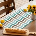 thumbnail image 3 of Placemats Set of 6, Teal Brown Stripe Waves Place Mats Lines Striped Tablemats Washable Placemat Table Decoration for Kitchen Table Dinner Party Home Decor Indoor Outdoor 13x19 Inch, 3 of 9