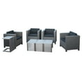 thumbnail image 4 of Cascada Outdoor 4 Piece Wicker Club Chairs with Cushions and C-Shaped Tables Set, Silver, Dark Grey, Mixed Black, 4 of 8