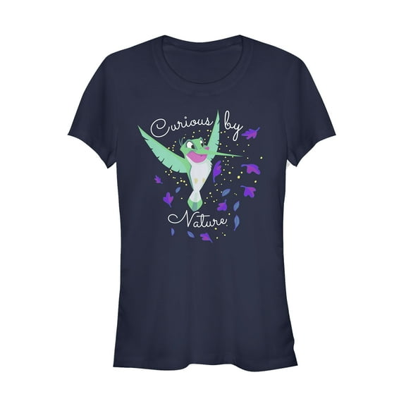 Junior's Pocahontas Curious Flit  Graphic Tee Navy Blue 2X Large