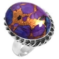 thumbnail image 1 of 925 Silver Ring For Women - Men Copper Purple Turquoise Stone Silver Ring Size 6 Costume Silver Ring Size 6 Gift For Mother On Mothers' Day 925 Silver Jewelry With Gemstone, 1 of 1