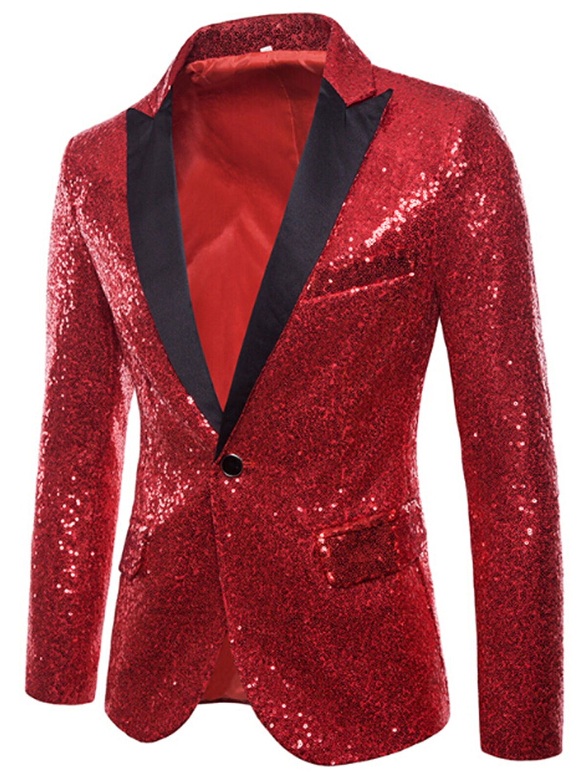 Hirigin Business Mens Sequins Sparkly Suit Blazer Wedding Party Outwear ...