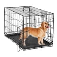 thumbnail image 6 of EDX 42 Inch Big Dog Crate with Divider Panel, Double Door Folding Metal Wire Dog Cage with Plastic Leak-Proof Pan Tray, Black, 6 of 12